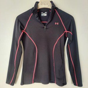 Under Armour, ColdGear Semi-Fitted 1/4 Zip Long Sleeve Top, Black Size S